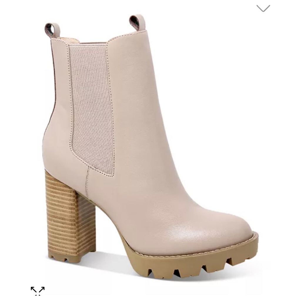 Charles David Gambit Dark Nude Leather Pull On Platform Booties Sz 9